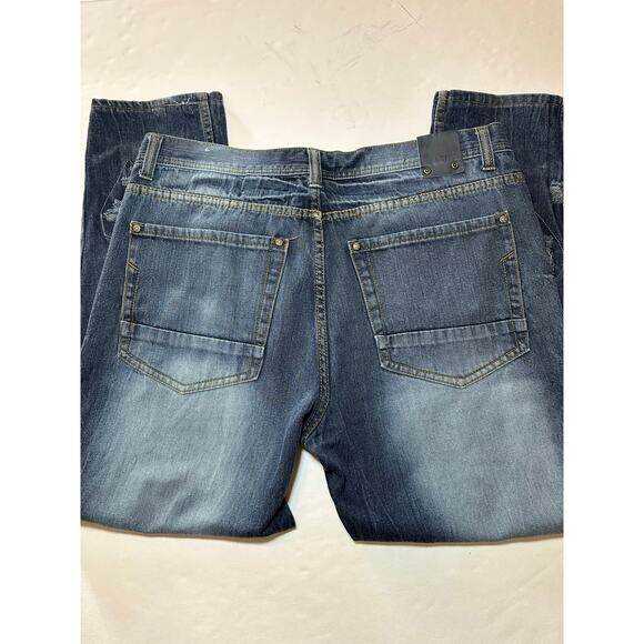 GS115 Jeans Mens 38x30 Blue Denim Williamsburg Slim Fit Distressed Grunge Preppy - Picture 6 of 7